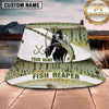 Maxcorners Fishing Fish Reaper White Green Scale Personalized 3D Bucket Hat (13 Fish Species)