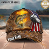 Maxcorners Fishing Patriotic Camo Flag Cross Personalized Name 3D Cap (12 Fish Species)
