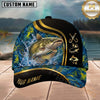 Maxcorners Fishing Blue Gold Abstract Personalized 3D Cap