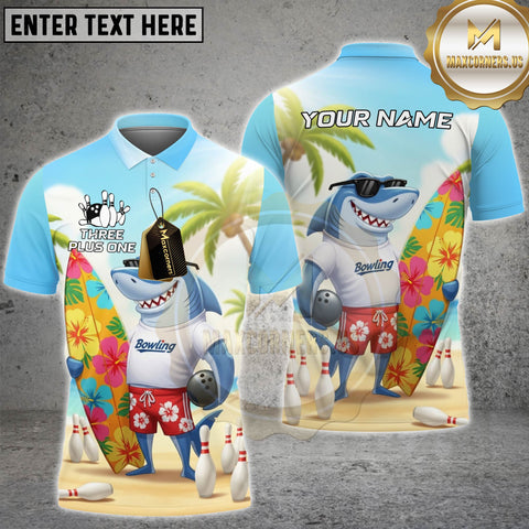 Maxcorners Tropical Shark Bowling Personalized Name, Team Name 3D Shirt For Andre
