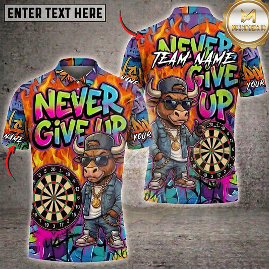 Maxcorners Darts Never Give Up Cool Kid Graffiti Multiple Options Personalized Name, Team Name 3D Shirt