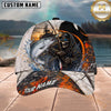 Maxcorners Fishing Skull Fisherman Orange Black Personalized 3D Cap