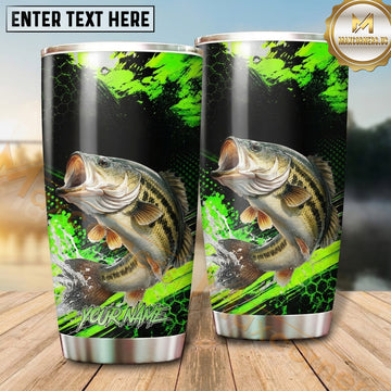 Maxcorners Fishing Tumbler Neon Green Paint Burst Design Personalized Name Tumbler (13 Species)