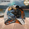 Maxcorners Fishing Skull Fisherman Orange Black Personalized 3D Cap