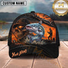 Maxcorners Fishing Epic Sunset Fishing Skull with Dramatic Angler and Boat Scene Personalized Name 3D Cap (13 Fish Species)
