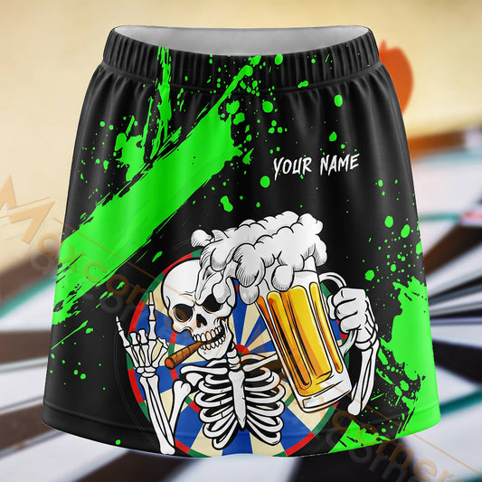 Maxcorners Darts Skeleton Beer Party Dartboard Personalized 3D Skort, Skirts With Shorts