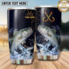 Maxcorners Fishing Tumbler Navy Gold Crossed Hook Splash Design Personalized Name Tumbler (13 Species)