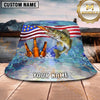 Maxcorners Fishing Beer American Flag Personalized Name 3D Bucket Hat (12 Fish Species)