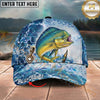 Maxcorners Fishing Ocean Bubble Artwork Personalized Name 3D Cap (12 Fish Species)