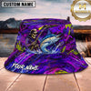 Maxcorners Fishing Neon Skull Angler Water Splash Personalized 3D Bucket Hat (13 Fish Species)
