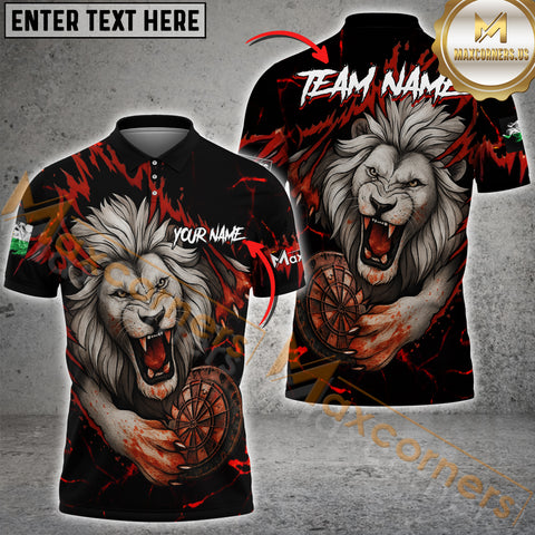 Maxcorners Darts Bloody Lion Old Dartboard  Multicolor Options Personalized Name, Team Name 3D Polo Shirt For Thomas