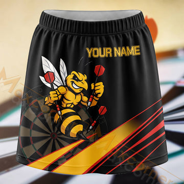 Maxcorners Darts Yellow Hornet Dartboard Personalized 3D Skort, Skirts With Shorts