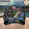 Maxcorners Fishing Skull Fisherman American Flag Personalized 3D Cap