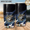 Maxcorners Fishing Tumbler Dark Navy Carbon Fiber Wave Design Personalized Name Tumbler (13 Species)
