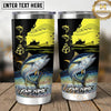 Maxcorners Fishing Tumbler Neon Yellow Sunset Angler Design Personalized Name Tumbler (13 Species)