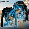 Maxcorners Fishing Blue Black Splash Personalized Name, Team Name 3D Long Sleeve Shirt ( 12 Fish Species)