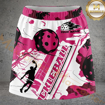 Maxcorners Pickleball Pink Player Silhouette Graffiti Personalized 3D Skort, Skirts With Shorts