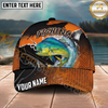 Maxcorners Fishing Orange Black Halftone Water Splash Personalized Name 3D Cap (12 Fish Species)