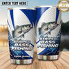 Maxcorners Fishing Tumbler Blue White Racing Stripe Design Personalized Name Tumbler (13 Species)