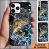 Maxcorners Black Teal Grunge Splash Personalized Name Phone Case (13 Fish Species)