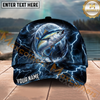 Maxcorners Fishing Thunder Moon Lightning Personalized Name 3D Cap (12 Fish Species)
