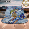 Maxcorners Fishing Blue Geometric Water Splash Personalized Name 3D Bucket Hat (12 Fish Species)