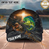 Maxcorners Fishing Cross Angler Storm Personalized Name 3D Cap (12 Fish Species)