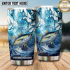 Maxcorners Fishing Tumbler Blue Marble Fluid Art Design Personalized Name Tumbler (13 Species)