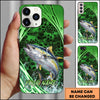 Maxcorners Fishing Green Honeycomb Splash Personalized Name Phone Case  (12 Fish Species)