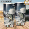 Maxcorners Fishing Tumbler Monochrome Misty Mountain Design Personalized Name Tumbler (13 Species)