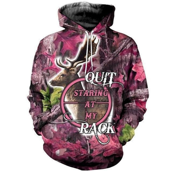 Maxcorners Pink Camo Deer Hunting Custom Name Shirt 3D All Over Printed Clothes