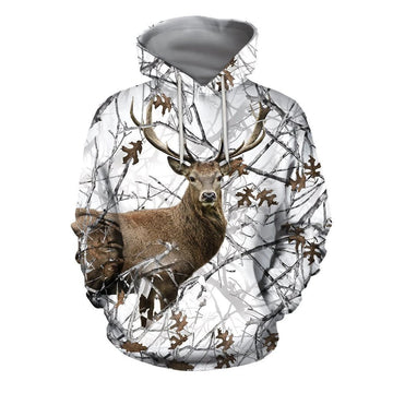 Maxcorners Deer Huting White Camo Custom Name Shirt 3D All Over Printed Clothes