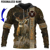 Maxcorners Deer Hunting Brown Camo Custom Name Shirt 3D All Over Printed Clothes