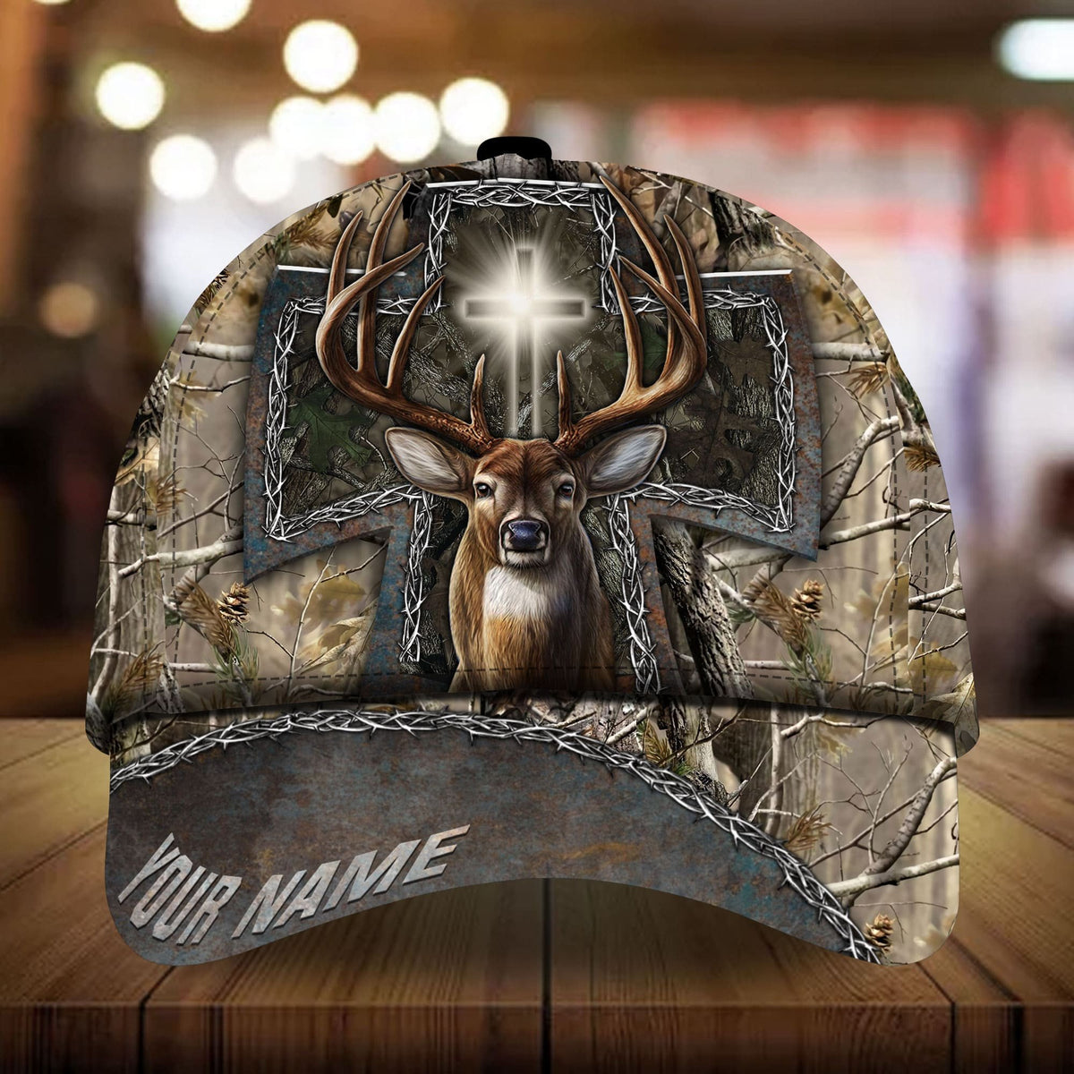 Maxcorners Cross Deer Hunting Personalized Hats 3D Multicolored