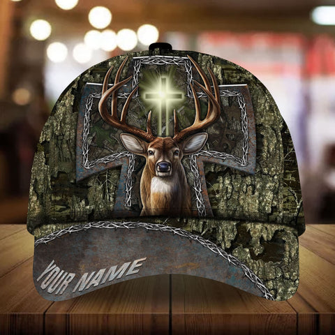 Maxcorners Cross Deer Hunting Personalized Hats 3D Multicolored