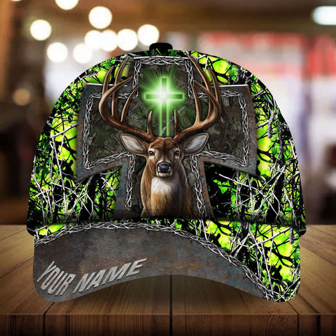 Maxcorners Cross Deer Hunting Personalized Hats 3D Multicolored