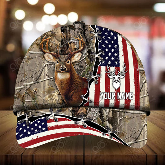 Maxcorners American Flag Hunting Personalized Hats 3D Multicolored