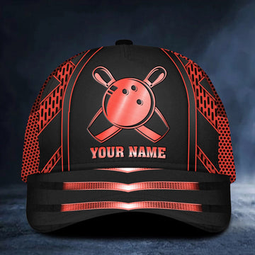 Maxcorners 3D Full Printed Name Bowling Multi Color Version Classic Cap, Perfect Hat for bowler LM0402