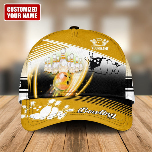 Maxcorners Personalized Name Bowling Multi Color Version Classic Cap, Bowling Team Classic Cap Hat, Idea Gift for Bowler LM0402