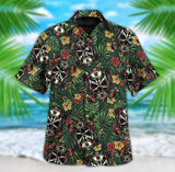 Maxcorners Darts Floral Skull 3D Hawaiian Shirt