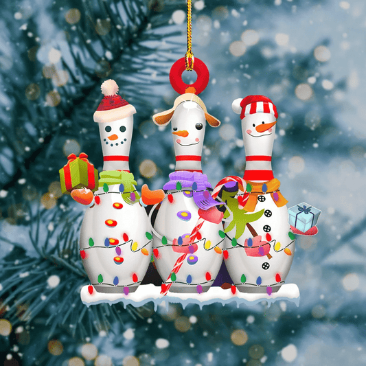 Maxcorners Bowling Snowies Christmas Ornaments, Gift for Bowler, Bowling Ornament