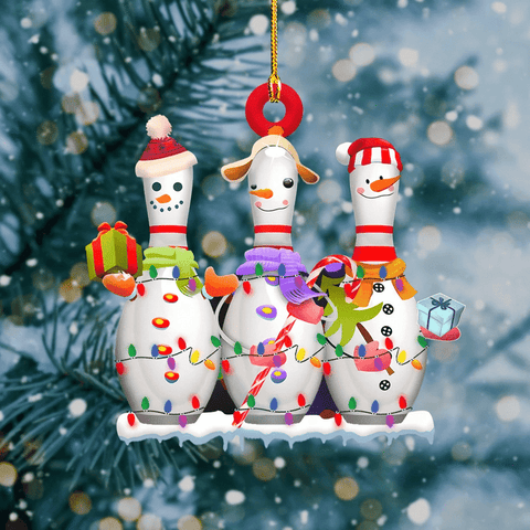 Maxcorners Bowling Snowies Christmas Ornaments, Gift for Bowler, Bowling Ornament