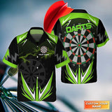 Maxcorners Darts Green Lightning Customized Name 3D Hawaiian Shirt