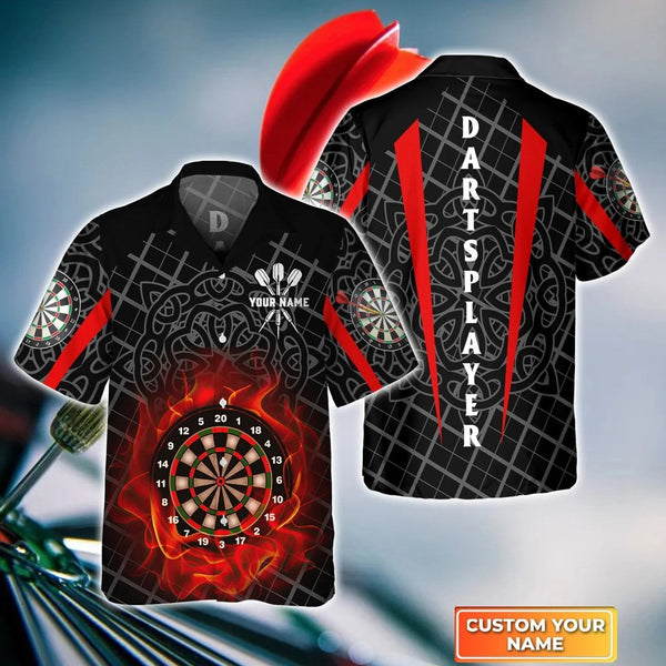 Maxcorners Darts Addict Celtic Pattern Customized Name 3D Hawaiian Shirt