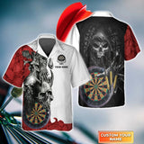 Maxcorners Darts Skull Customized Name 3D Hawaiian Shirt