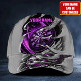 Maxcorners Purple Teal Skull Darts Personalized Name 3D Cap