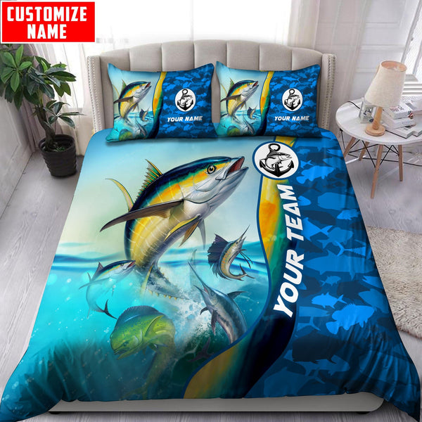 Maxcorners Tuna Personalized Fishing Bedding Set
