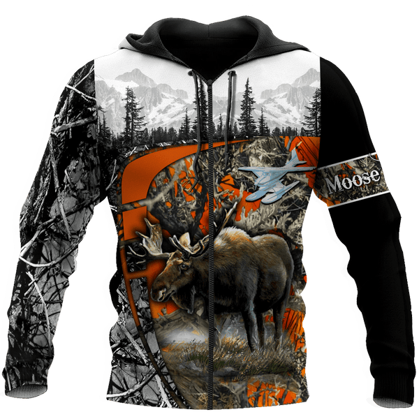 Maxcorners Moose Hunting Camo Custom Name Shirt 3D All Over Printed Clothes