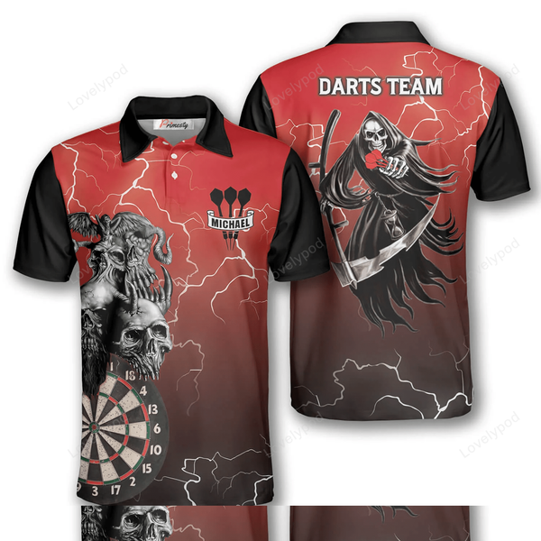 Maxcorners Skull Lightning Fantasy Darts Personalized Name And Team Name 3D Shirt