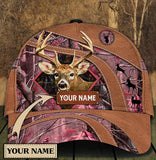 Maxcorners Deer Hunting Leather Pattern Pink Camo Personalized Cap